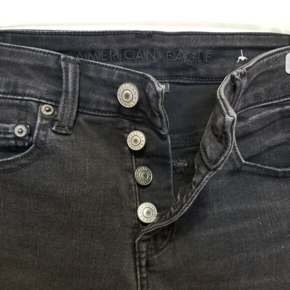 American Eagle shorts 4 Midi denim jean button fly frayed raw hem stretch summer - Picture 8 of 14